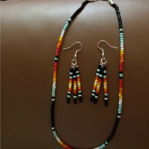 Multicolor Beaded Necklace and Earring Set